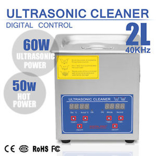 2 L Liter Industry Heated Ultrasonic Cleaners Cleaning Equipment Heater w/Timer