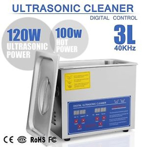 Happybuy Ultrasonic Cleaner 3L Large Commercial Ultrasonic Cleaner Stainless Ste