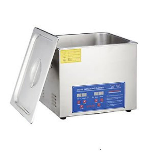 New Stainless Steel 15L Liter Industry Heated Ultrasonic Cleaner W/ Timer