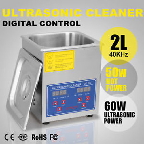 New Stainless Steel 2L Industry Ultrasonic Cleaner Heater Jewelry Cleaning