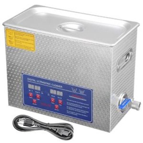 6L Industry Ultrasonic Cleaner Jewelry Dishware Cleaning Machine W/ Timer Heater