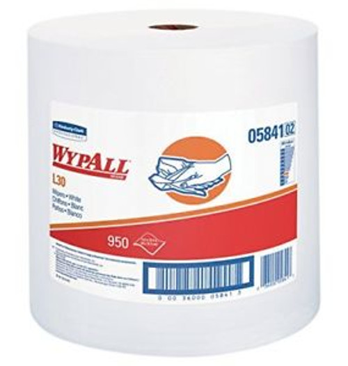 WypAll 05841 L30 Wipers 12 2/5 x 13 3/10 White 1 Roll
