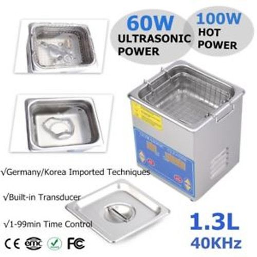 Stainless Steel Ultrasonic Cleaner Liter Industry Heated W/Timer Jewelry 1.3L TB