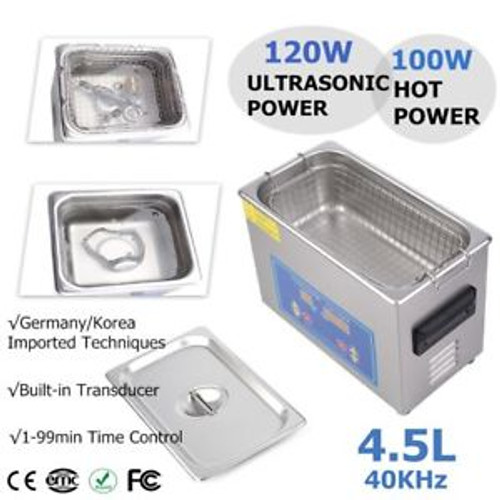 New 4.5L Ultrasonic Cleaner Stainless Steel Industry Heated Heater W/Timer Us Mu