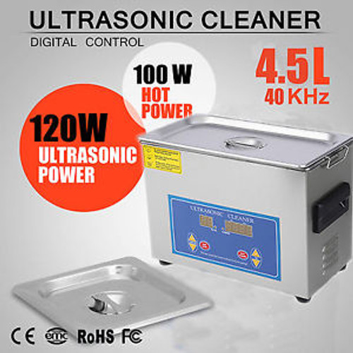 Stainless Steel 4.5L Liter Industry Heated Ultrasonic Cleaner Heater W/Timer Vip