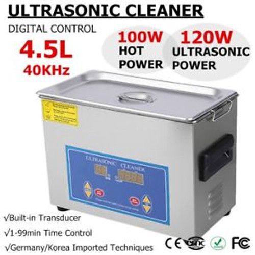 New 4.5L Ultrasonic Cleaner Stainless Steel Industry Heated Heater W/Timer