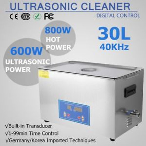 30L Liter Industry Heated Ultrasonic Cleaner Stainless Steel Heater Timer 600W T