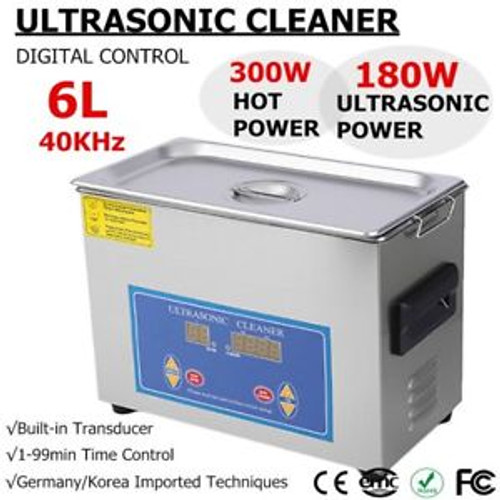 Stainless Steel 6L Liter Industry Heated Ultrasonic Cleaner Heater W/Timer Max