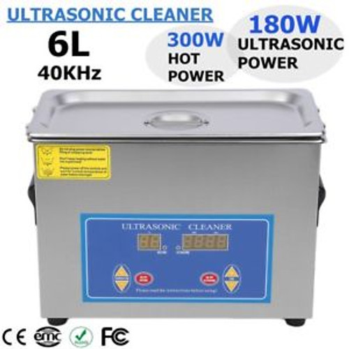 Digital 6L Stainless Steel Ultrasonic Ultra Cleaner Bath W/Tank Timer & Heater H