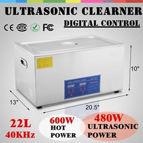 New Stainless Steel 22L Liter Industry Heated Ultrasonic Cleaner Heater Timer Vp