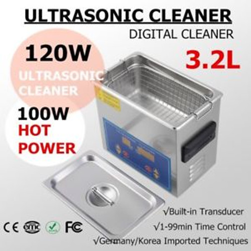 New Stainless Steel 3.2L Liter Industry Heated Ultrasonic Cleaner Heater Timer M