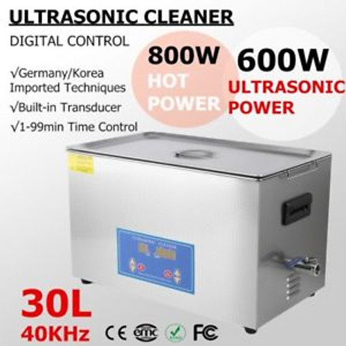 Stainless Steel 30L Industry Heated Ultrasonic Cleaner Heater W/ Timer 110V Hm