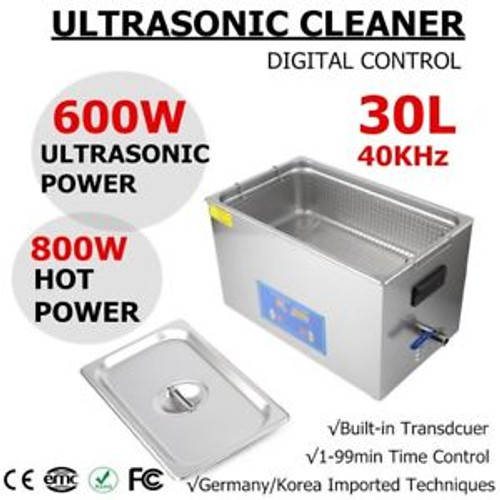 New Stainless Steel 30L Liter Industry Heated Ultrasonic Cleaner Timer Digital !