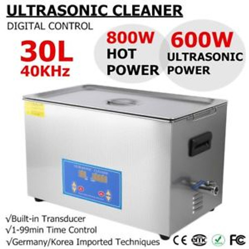 New Stainless Steel 30L Liter Industry Heated Ultrasonic Cleaner Timer Digital M