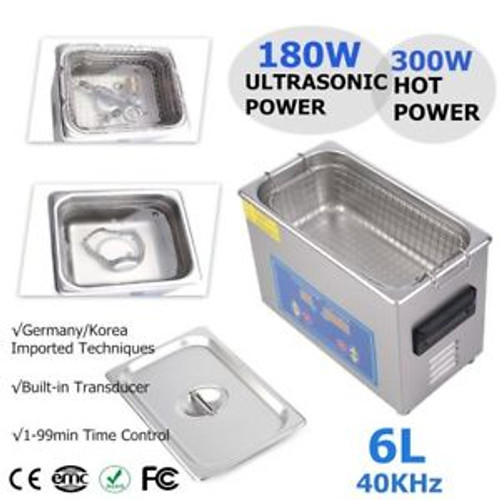 Stainless Steel 6L Liter Industry Heated Ultrasonic Cleaner Heater +Timer 110V