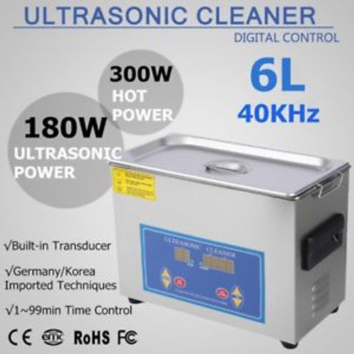 Stainless Steel 6L Liter Industry Heated Ultrasonic Cleaner Heater Timer 110V Tn