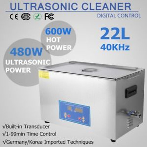 New Stainless Steel 22L Liter Industry Heated Ultrasonic Cleaner Timer Digital A