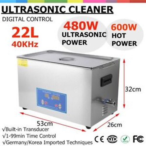 New Stainless Steel 22L Industry Heated Ultrasonic Cleaner Heater With Timer Hm