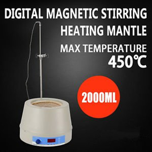 2000Ml Electric Digital Lcd Magnetic Stirring Heating Mantle Stepless 450