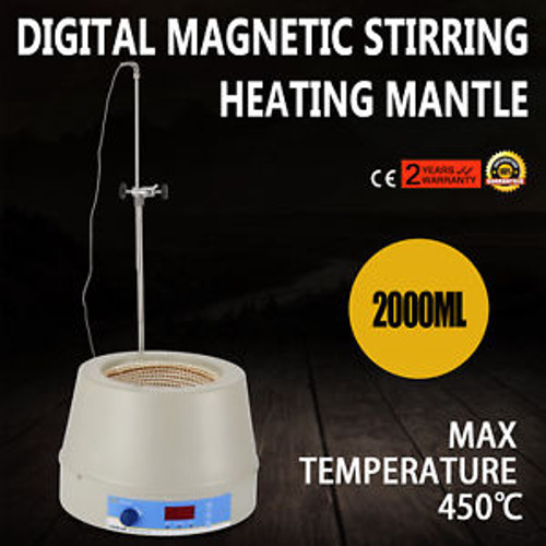 2000Ml Electric Digital Lcd Magnetic Stirring Heating Mantle  Evenness Stir Bar