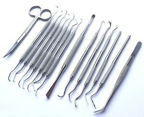 Periodontal Instruments Gracey curettes Pocket Probes Gingivectomy knives 15pcs