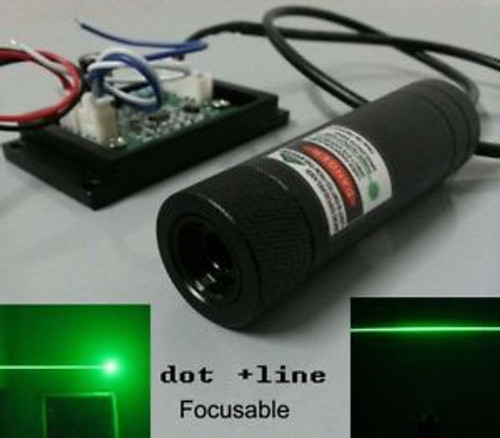 DC 5V 100mw 532nm green laser module + focus + line lens + TTL+dot beam