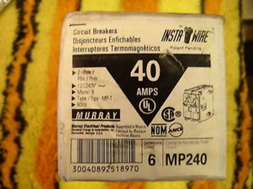 Murray/Siemens/Ite Mp240 Box Of 6 40 Amp 2 Pole Plug In Circuit Breakers