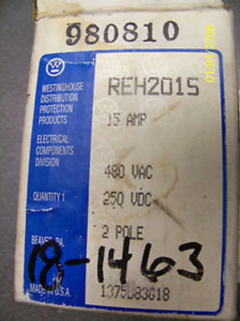 Westinghouse Reh2015 15Amp 2Pole 250Vdc 480Vac