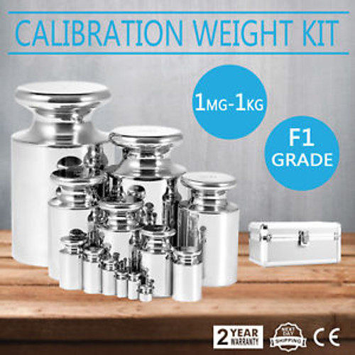F1 Grade 1Mg-1000G Stainless Calibration Weight Kit Tweezers 25Pcs/Set Jewelry