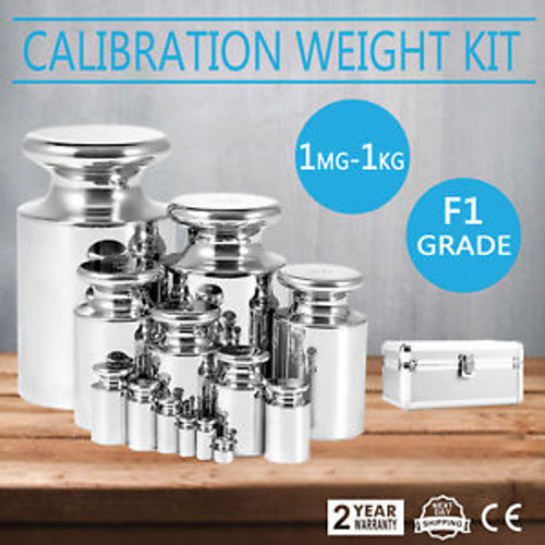 F1 Grade 1Mg-1000G Stainless Calibration Weight Kit Tweezers Grams Laboratory