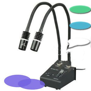 White Green Blue Uv 2 Led Gooseneck Lights Illuminator For Digital Microscope Us