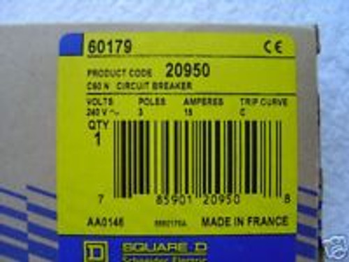 Square D Breaker  C60N   60179    3 Pole 15 Amp Nib