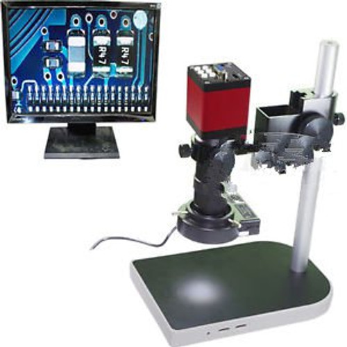 100X 60Fps Hdmi Vga Hd Industrial C-Mount Microscope Camera +Stand & Led Light S