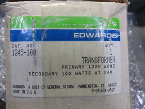 Edwards 1245-100 Control Transformer 100Va Primary 120V Secondary 24N New!!!