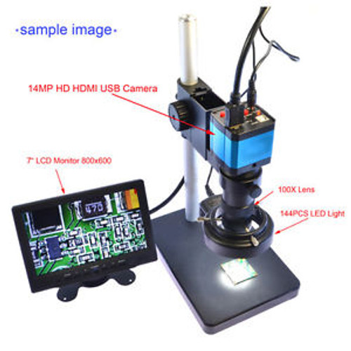 14Mp Hdmi Usb Digital Microscope Camera Stand + 180X C-Mount Lens + Led Light