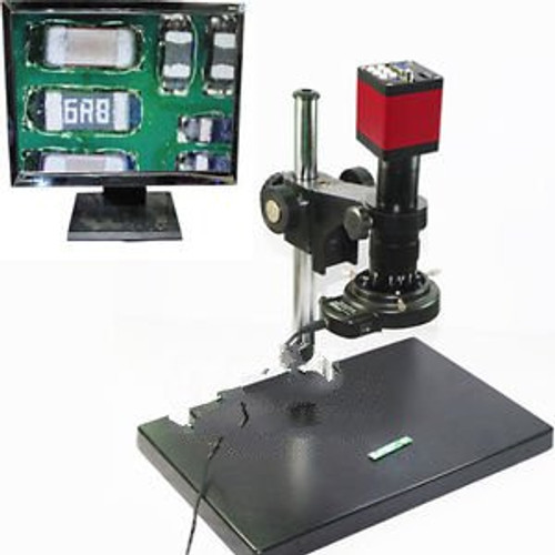 180X 60Fps Hdmi Vga Hd Industrial C-Mount Microscope Camera + Stand Led Light Us