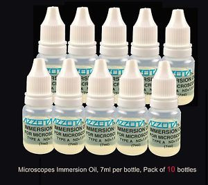 10 bottles Azzota Microscopes Immersion Oil 7ml 1/4 oz each