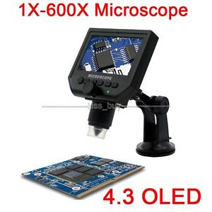 1X-600X continuous zoomi oled LCD display Digital Microscope Video Camera Image