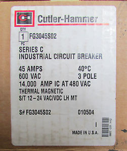 Eaton Cutler Hammer  Fg3045S02 Series C Circuit Breaker 45 Amps 600 Vac