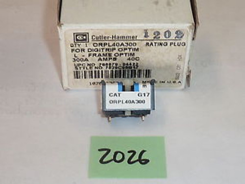 Cutler Hammer Orpl40A300 Rating Plug New In Box