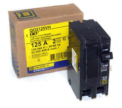 New Square D Qo2125Vh 125A 2-Pole 120/240V Circuit Breaker 1 Year Warranty