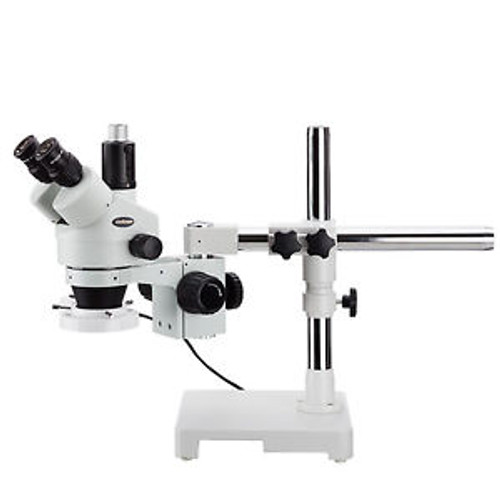 3.5X-180X Boom Stand Trinocular Zoom Stereo Microscope + Fluorescent Ring Light