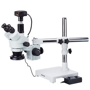 3.5X-45X Boom Stand Trinocular Zoom Stereo Microscope + 144 Led Light  + 3Mp Usb