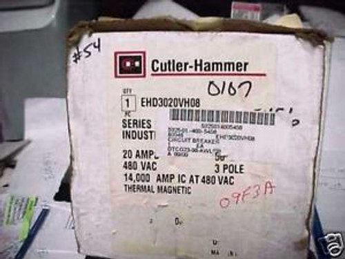 New Cutler Hammer 20A 3 Pole Breaker Ehd3020Vh08   O-05