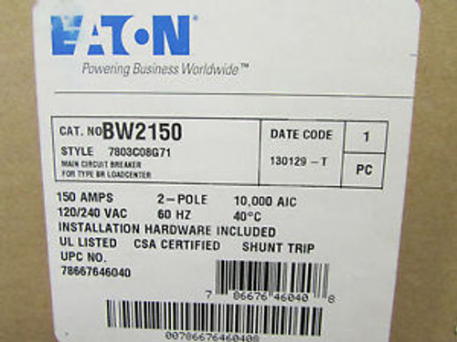 Eaton Cutler Hammer Bw2150 Main Circuit Breaker 2 Pole 150 Amps