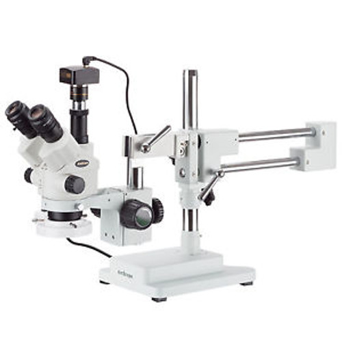3.5X-90X Simul-Focal Stereo Boom Stand Microscope + Fluorescent Light + 3Mp Came
