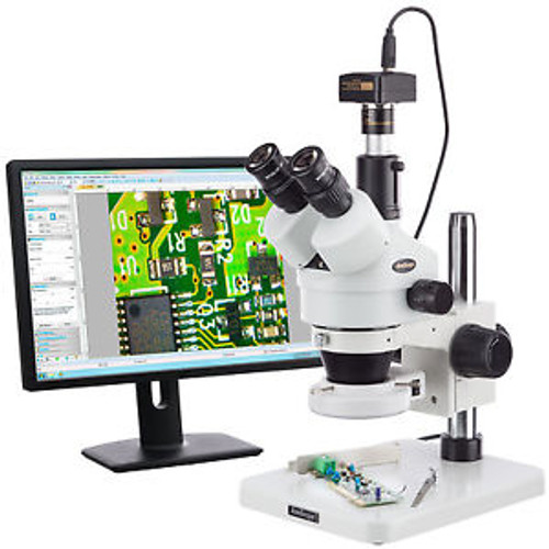 Amscope 7X-45X Surface Inspection 144-Led Zoom Stereo Microscope + 14Mp Digital