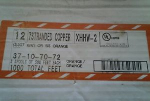 New 1000 Ft. 2- 500 Ft Spools 12 Awg Xhhw-2 Wire Orange