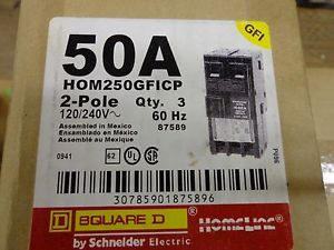 New Square D Hom250Gficp  50A  2P