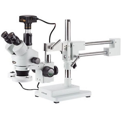 3.5X-45X Simul-Focal Stereo Boom Stand Microscope + Fluorescent Light + 3Mp Usb3